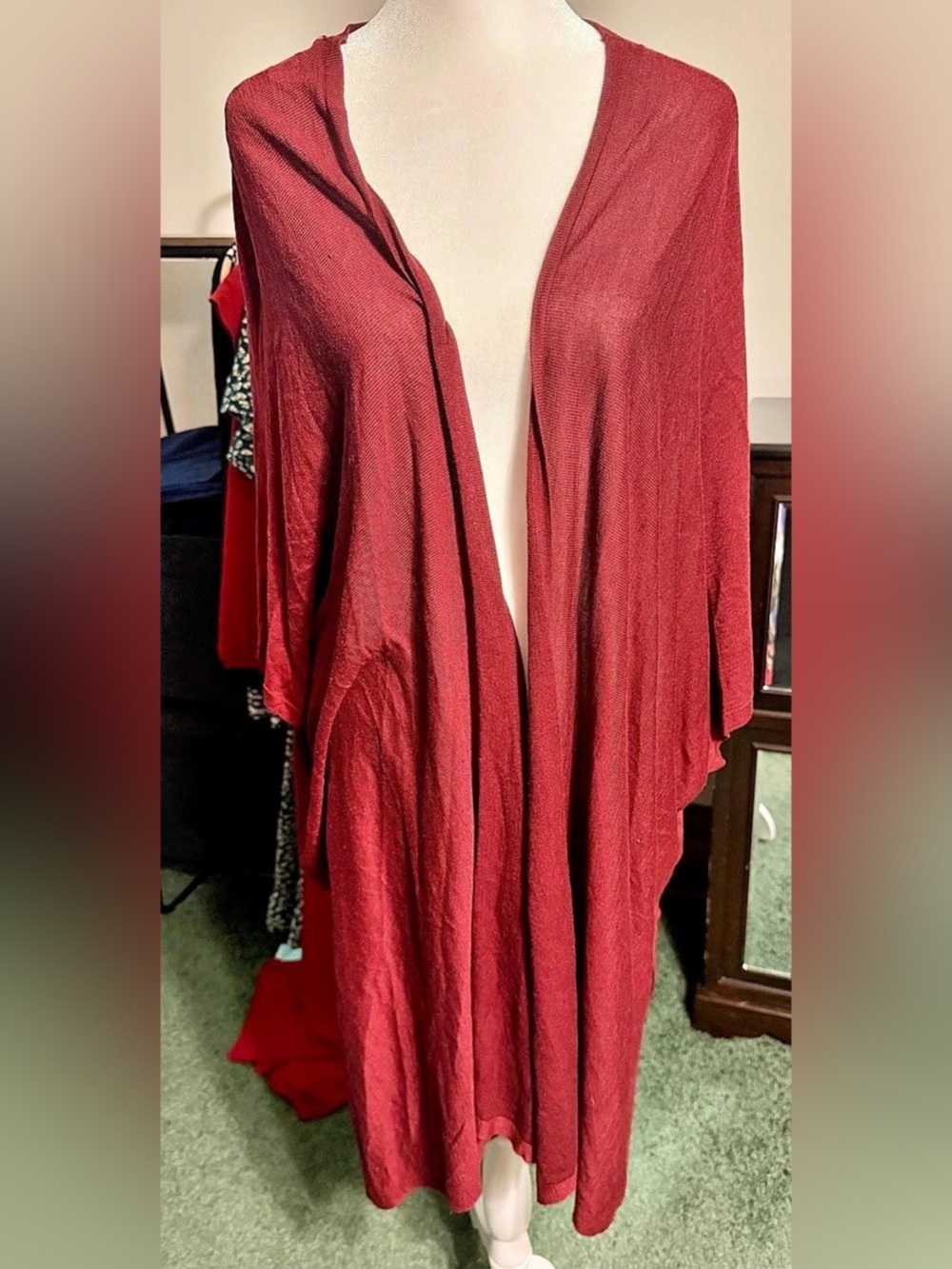 H&M Women's Burgundy Open Front Cardigan